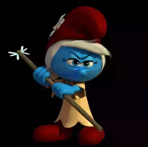 Smurfwillow animated smurf holding stick 3D model