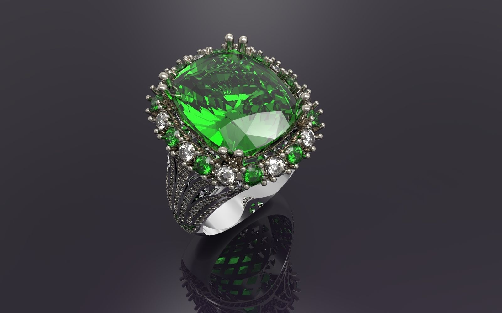 RING WITH BIG GEMS 3D print model_2