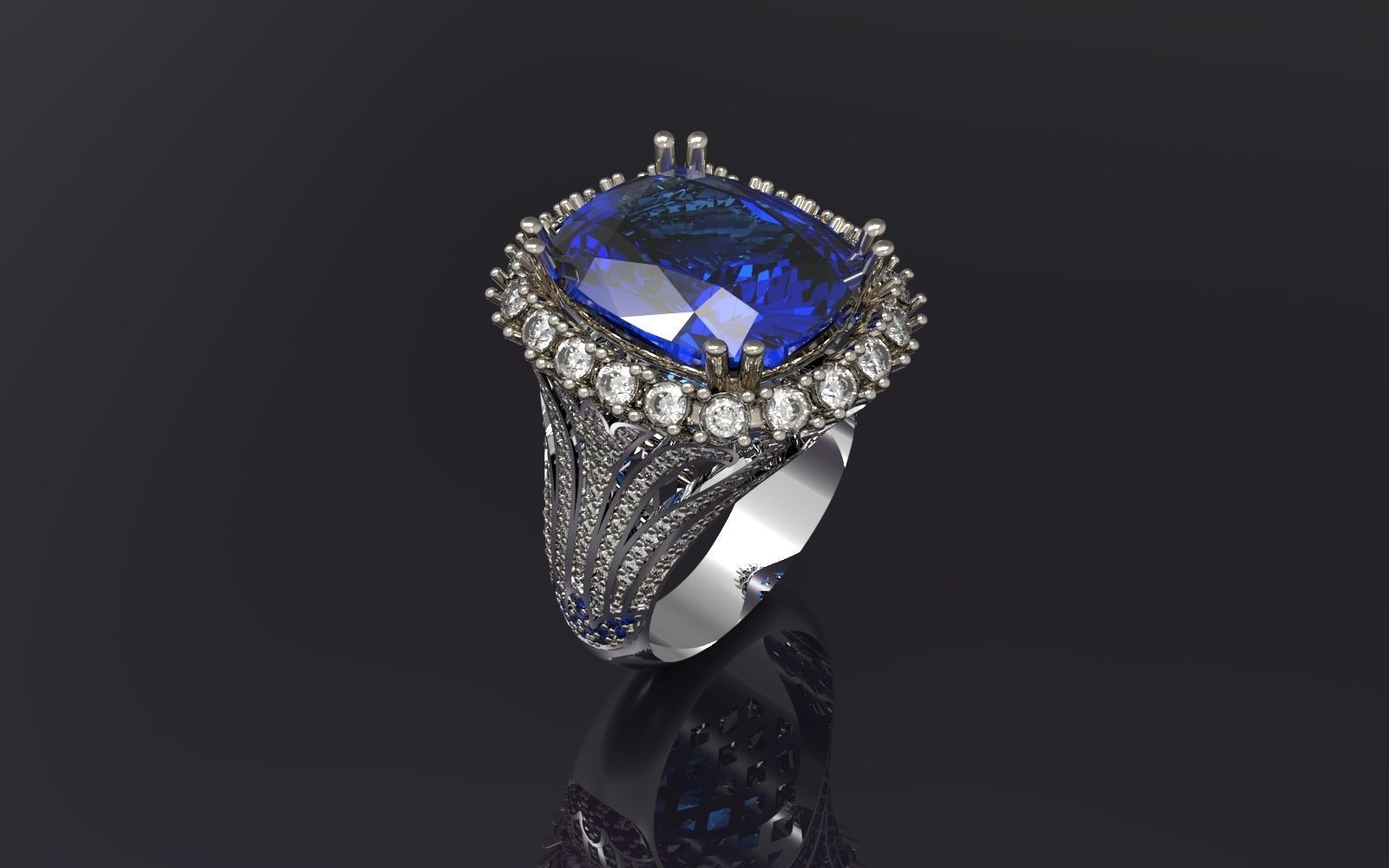 RING WITH BIG GEMS 3D print model_1