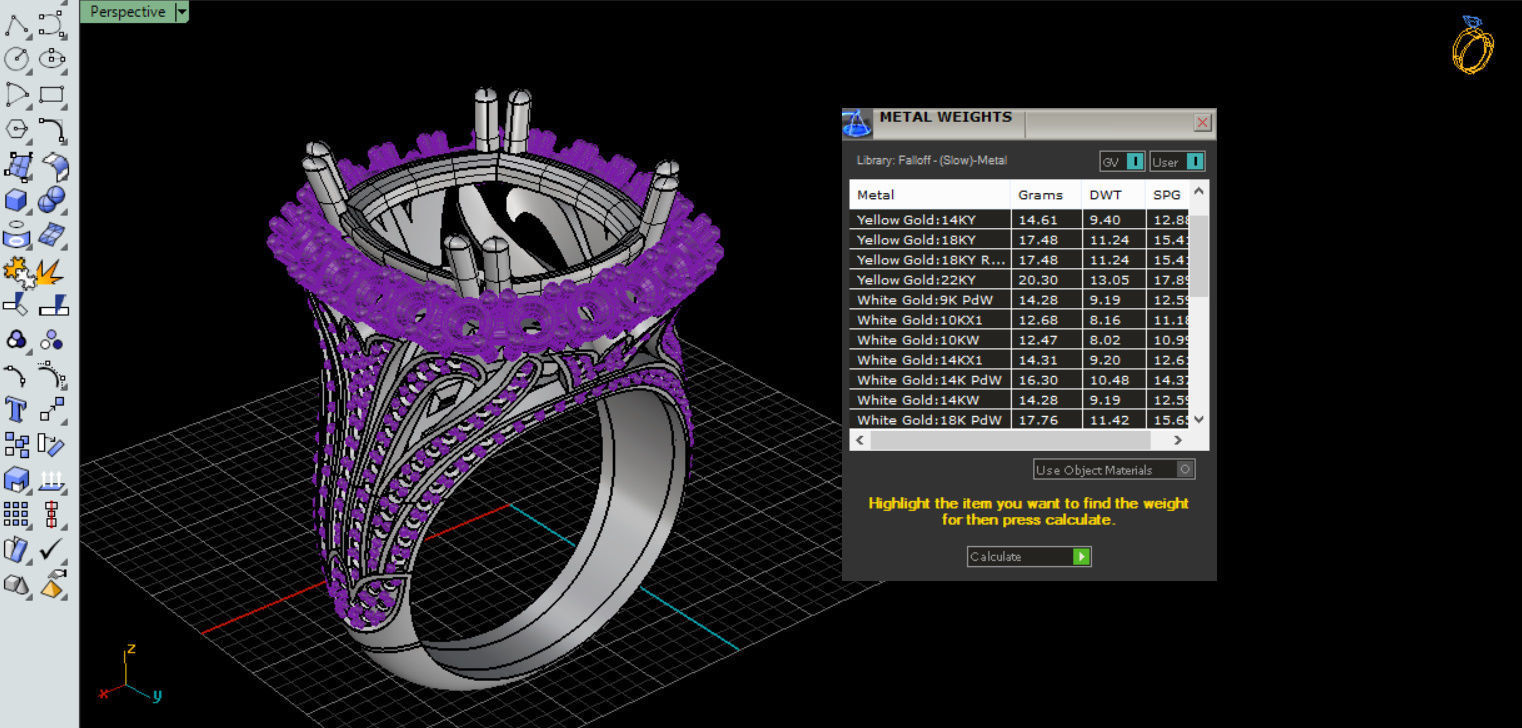 RING WITH BIG GEMS 3D print model_29