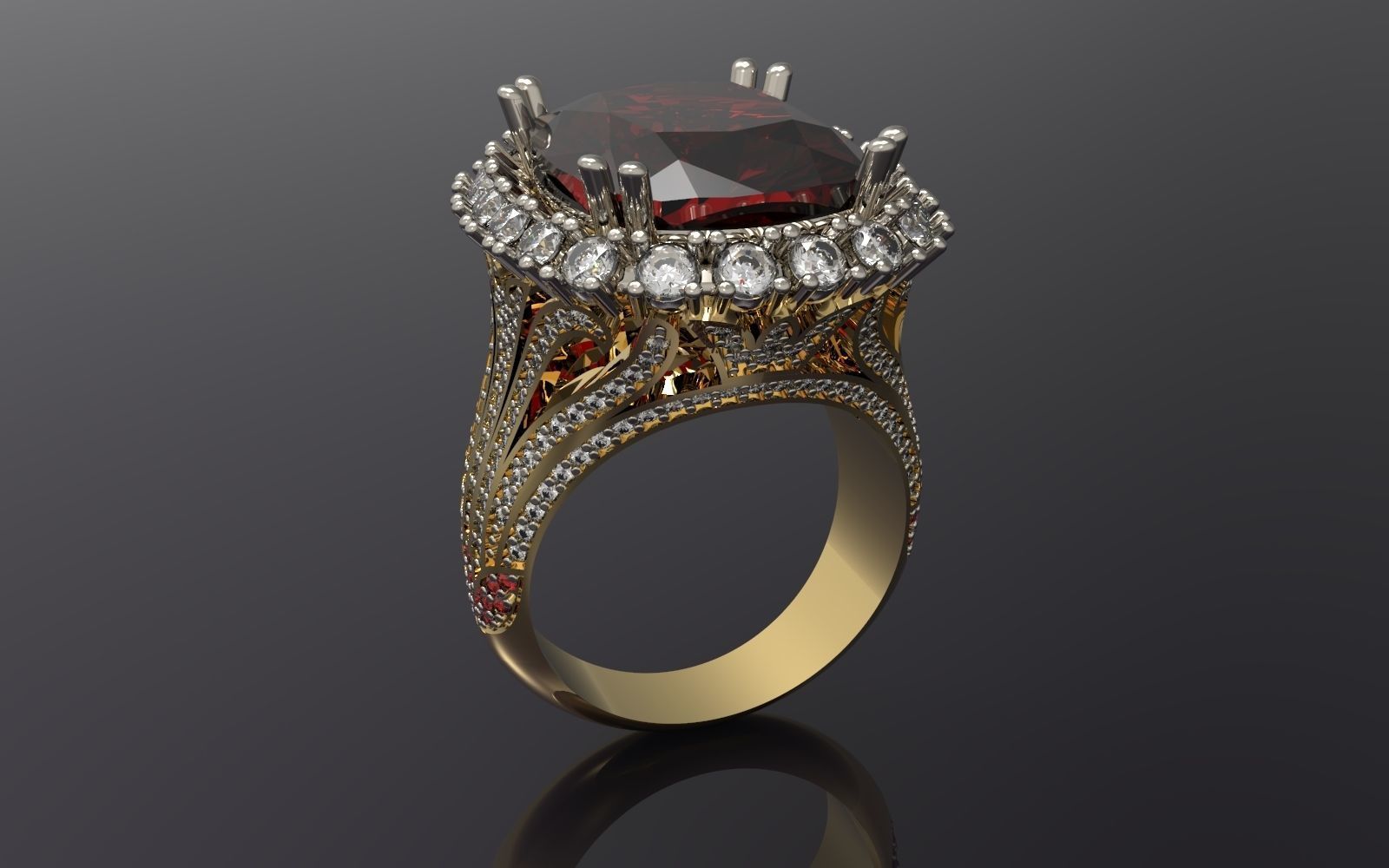 RING WITH BIG GEMS 3D print model_5