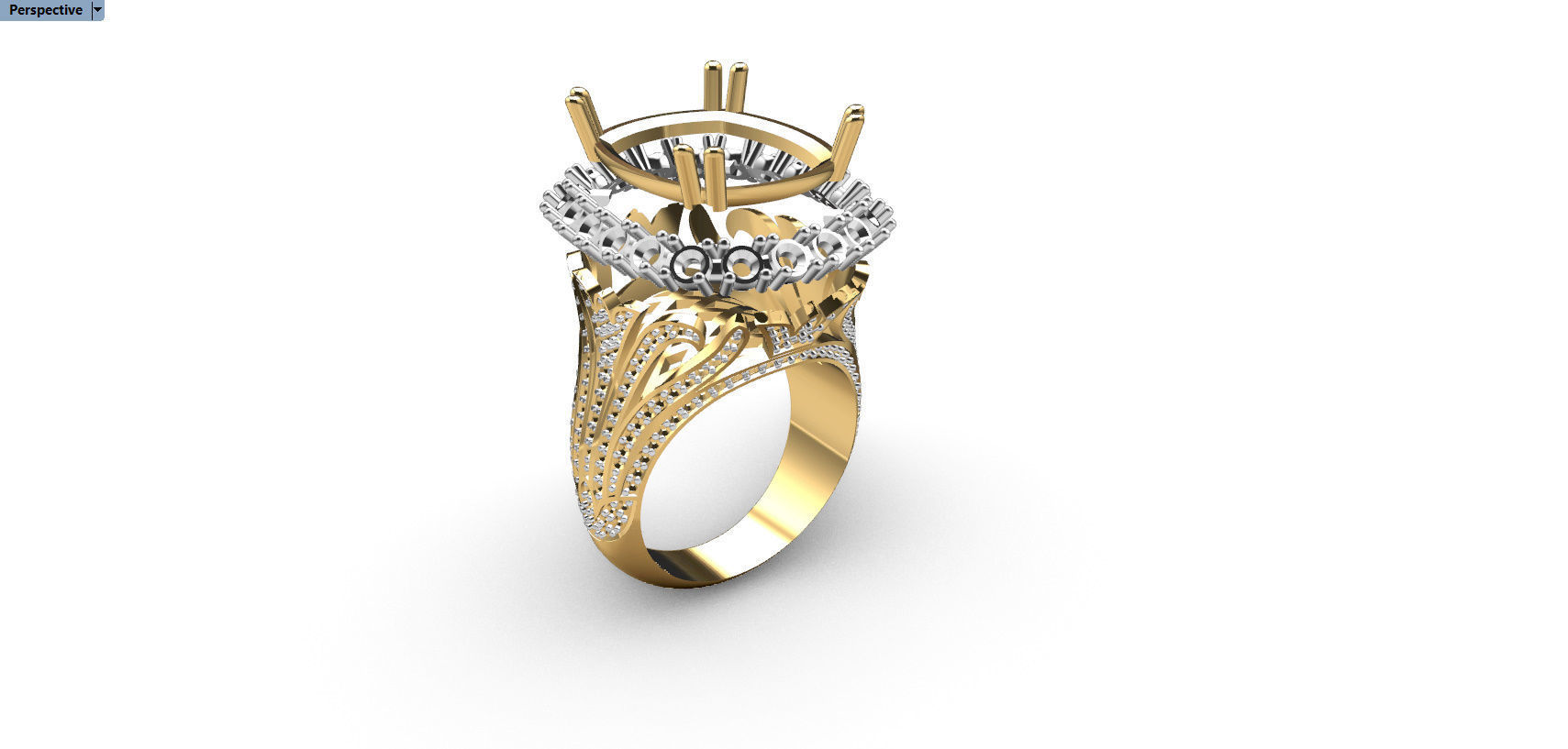 RING WITH BIG GEMS 3D print model_24
