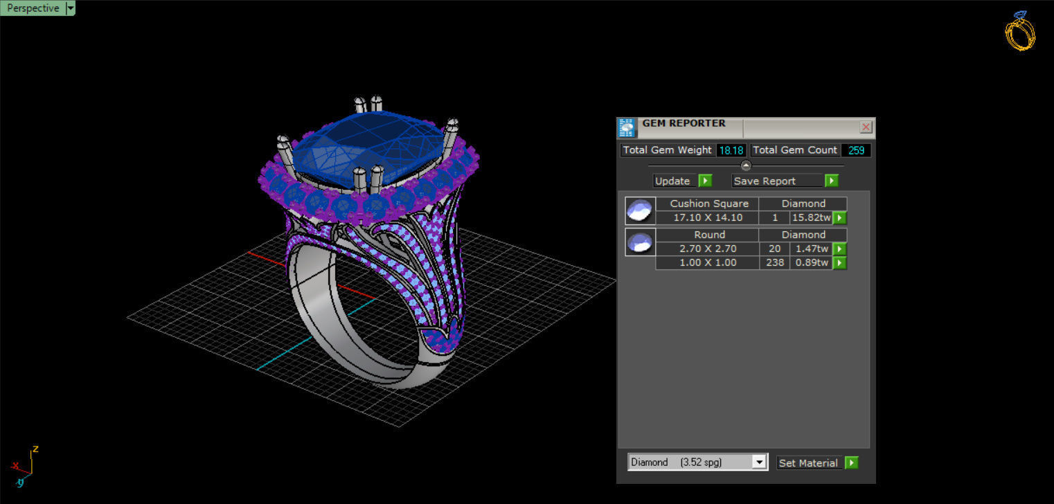 RING WITH BIG GEMS 3D print model_26