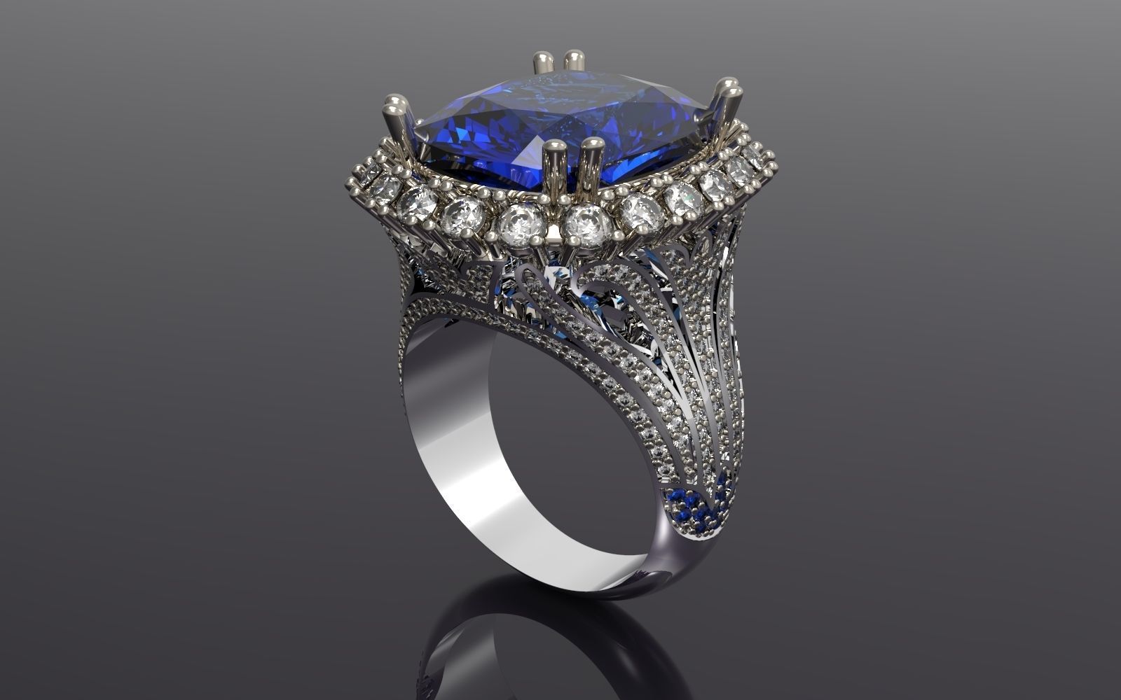 RING WITH BIG GEMS 3D print model_7