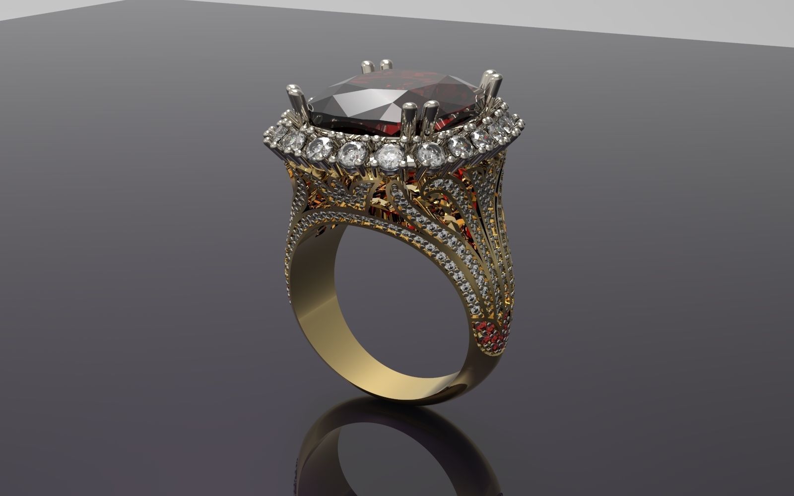 RING WITH BIG GEMS 3D print model_8