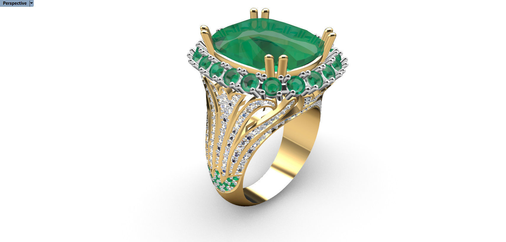RING WITH BIG GEMS 3D print model_11