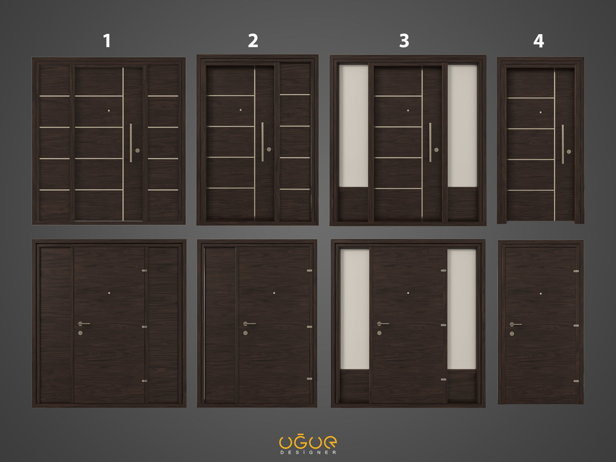 Door 3d Model modern front Free 3D model_1