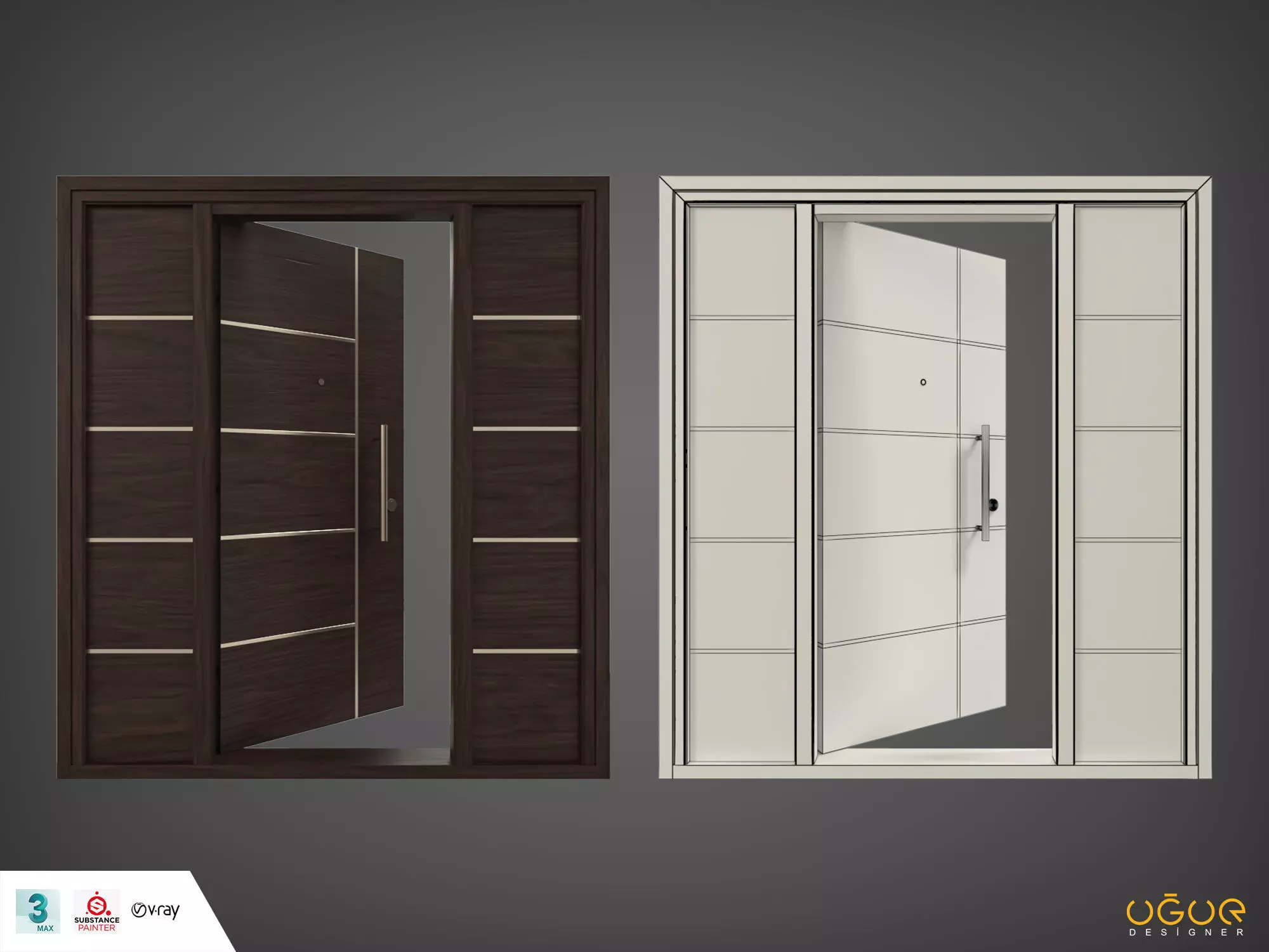 Door 3d Model modern front Free 3D model_0