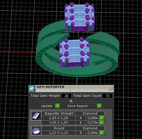 baguette fashion ring 3D model_4