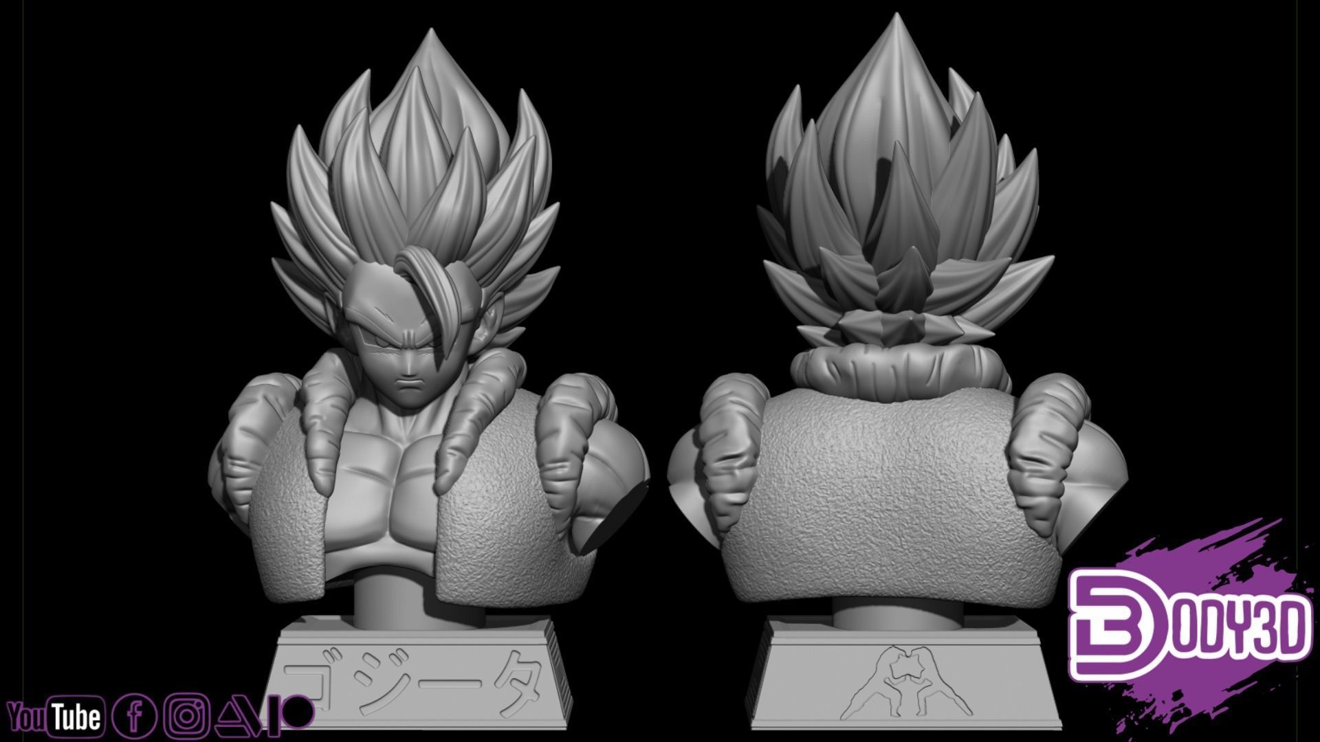Gogeta Bust 1-1 Scale - Dragon Ball 3D print model_2