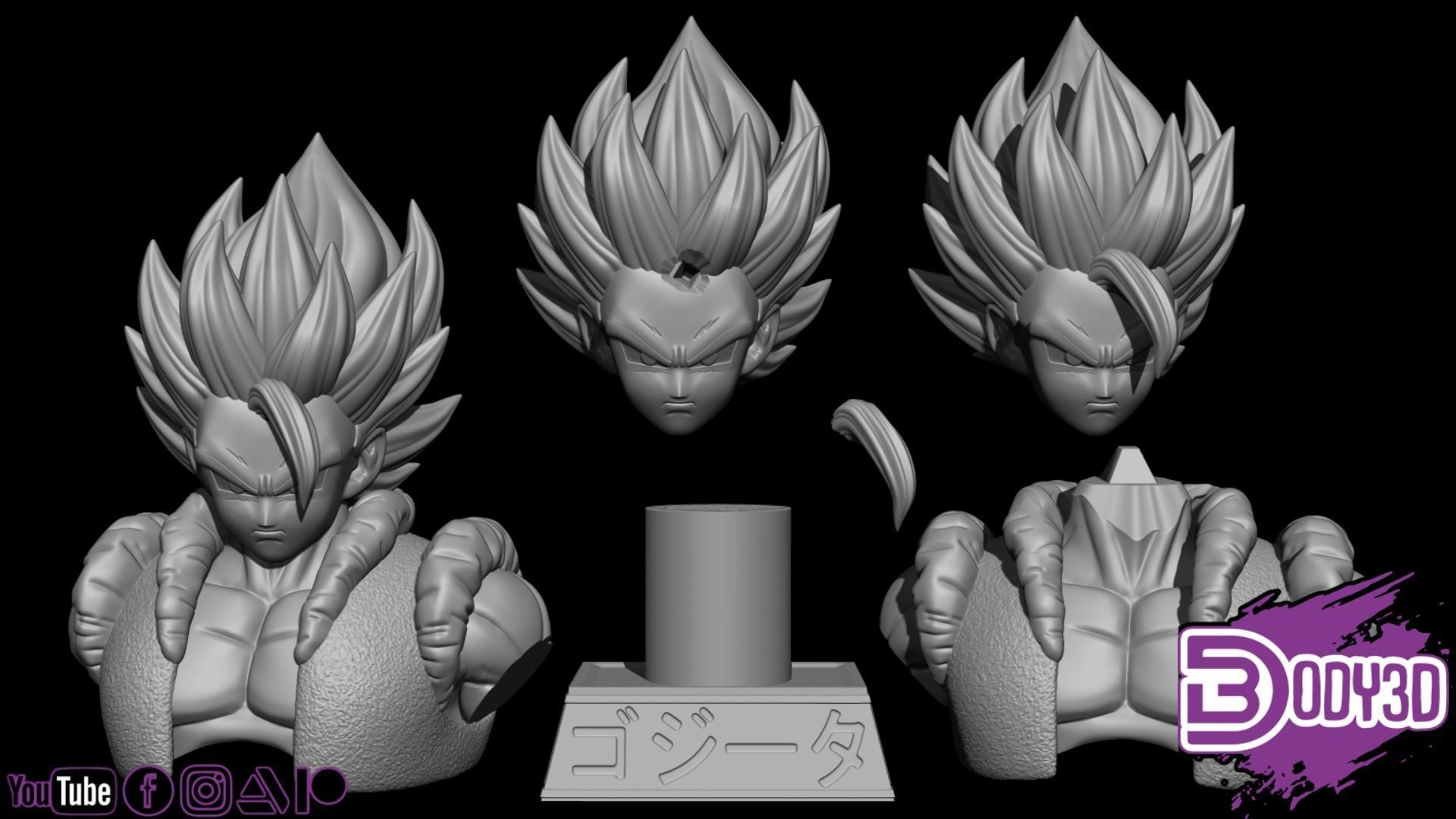 Gogeta Bust 1-1 Scale - Dragon Ball 3D print model_3
