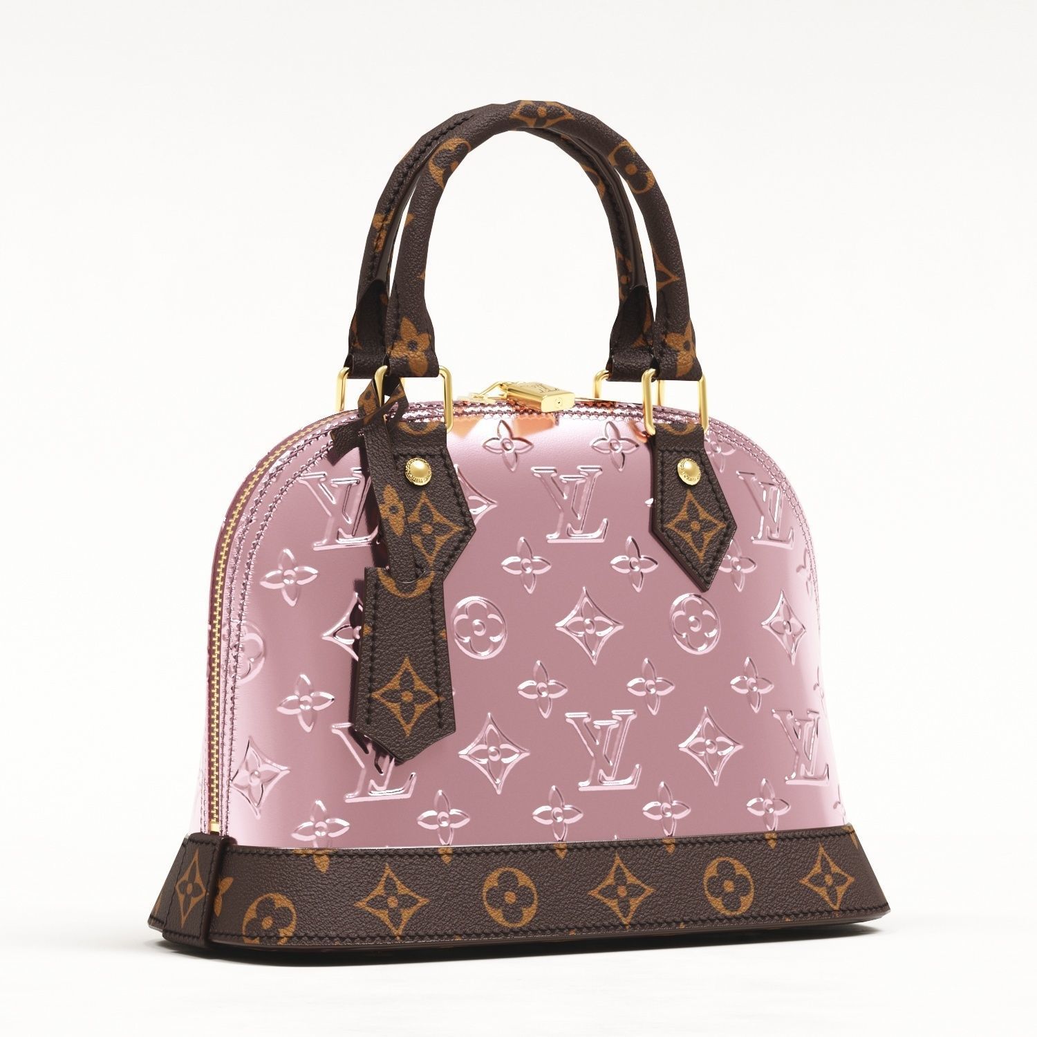 Louis Vuitton Alma BB Metallic Leather Top Handle Bag Low-poly 3D model_2