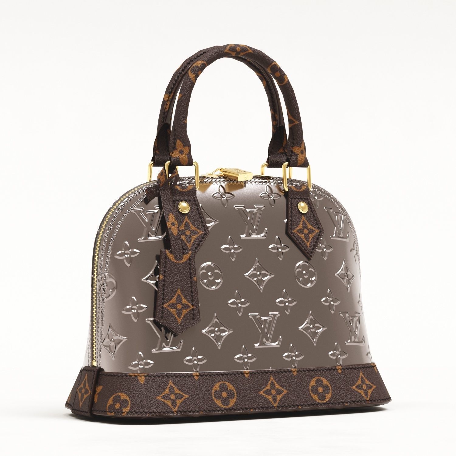 Louis Vuitton Alma BB Metallic Leather Top Handle Bag Low-poly 3D model_8