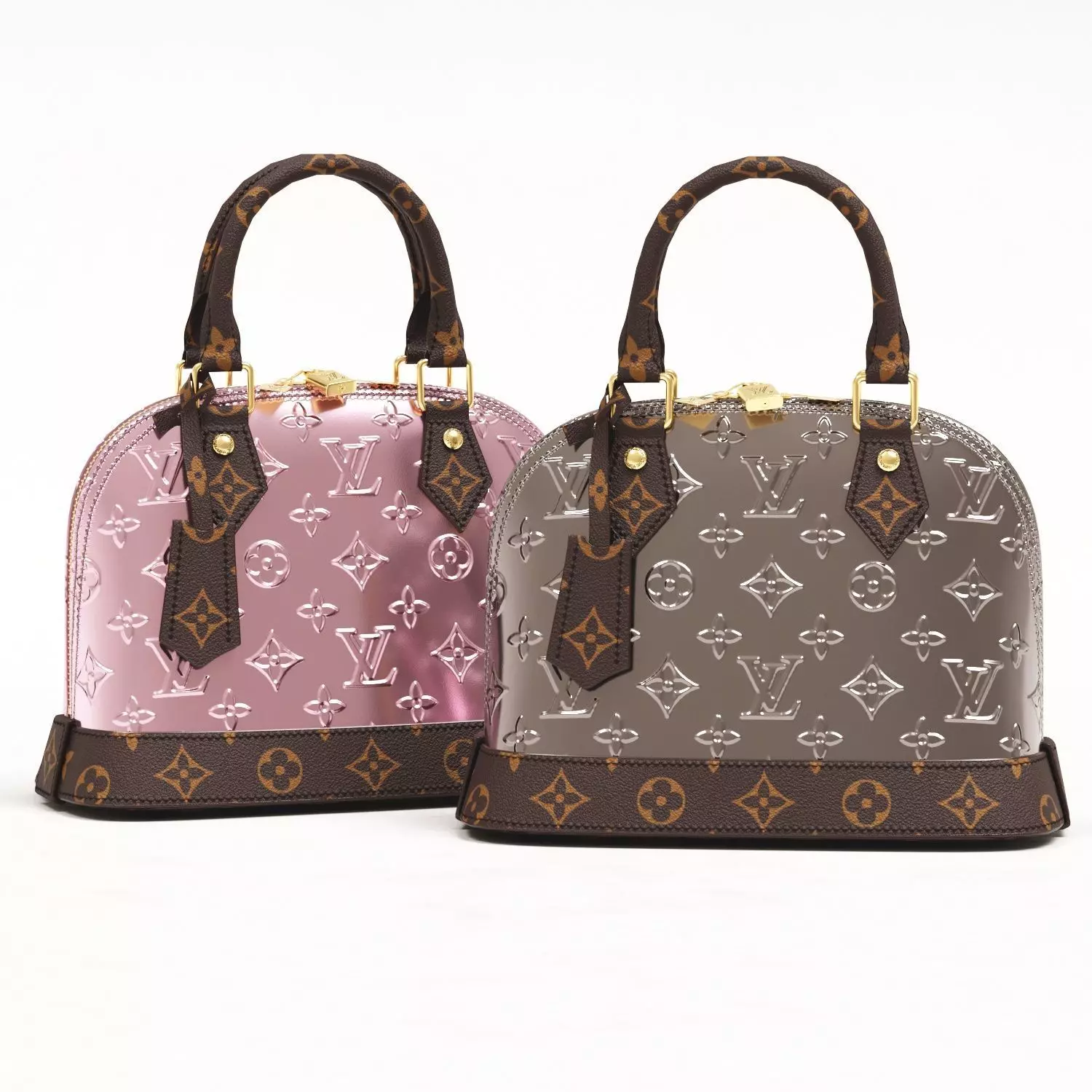 Louis Vuitton Alma BB Metallic Leather Top Handle Bag Low-poly 3D model_0