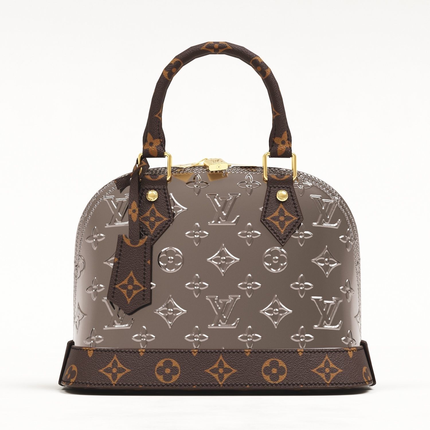 Louis Vuitton Alma BB Metallic Leather Top Handle Bag Low-poly 3D model_9