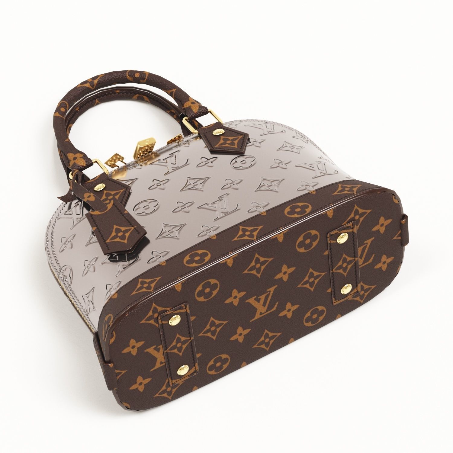 Louis Vuitton Alma BB Metallic Leather Top Handle Bag Low-poly 3D model_13