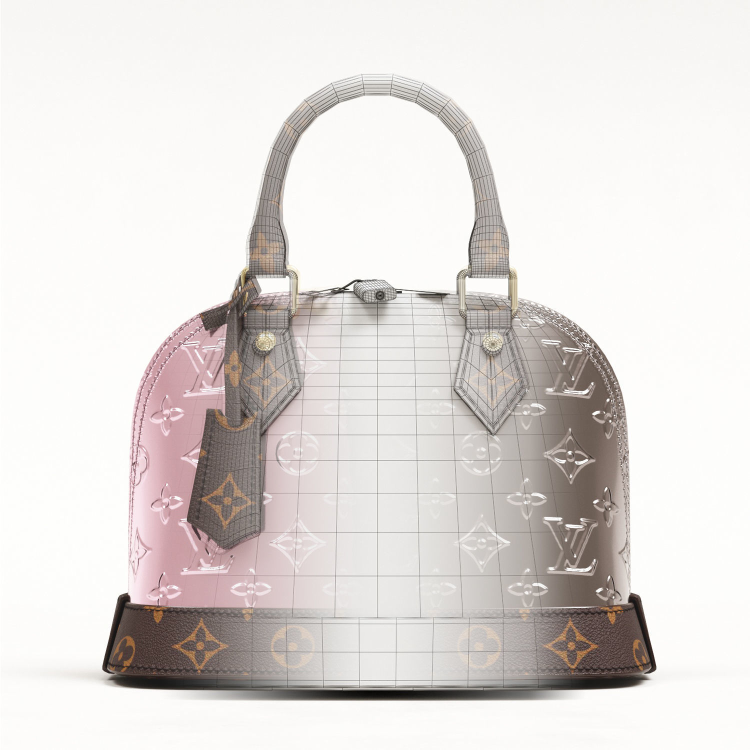 Louis Vuitton Alma BB Metallic Leather Top Handle Bag Low-poly 3D model_19