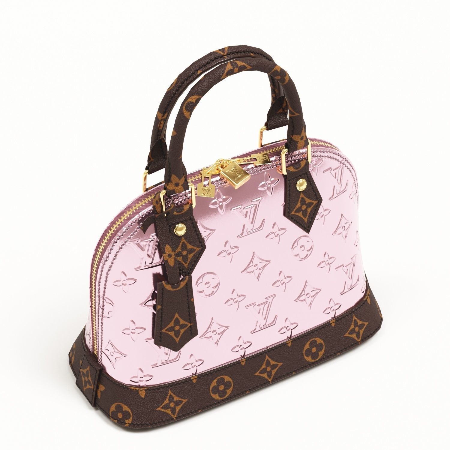 Louis Vuitton Alma BB Metallic Leather Top Handle Bag Low-poly 3D model_5