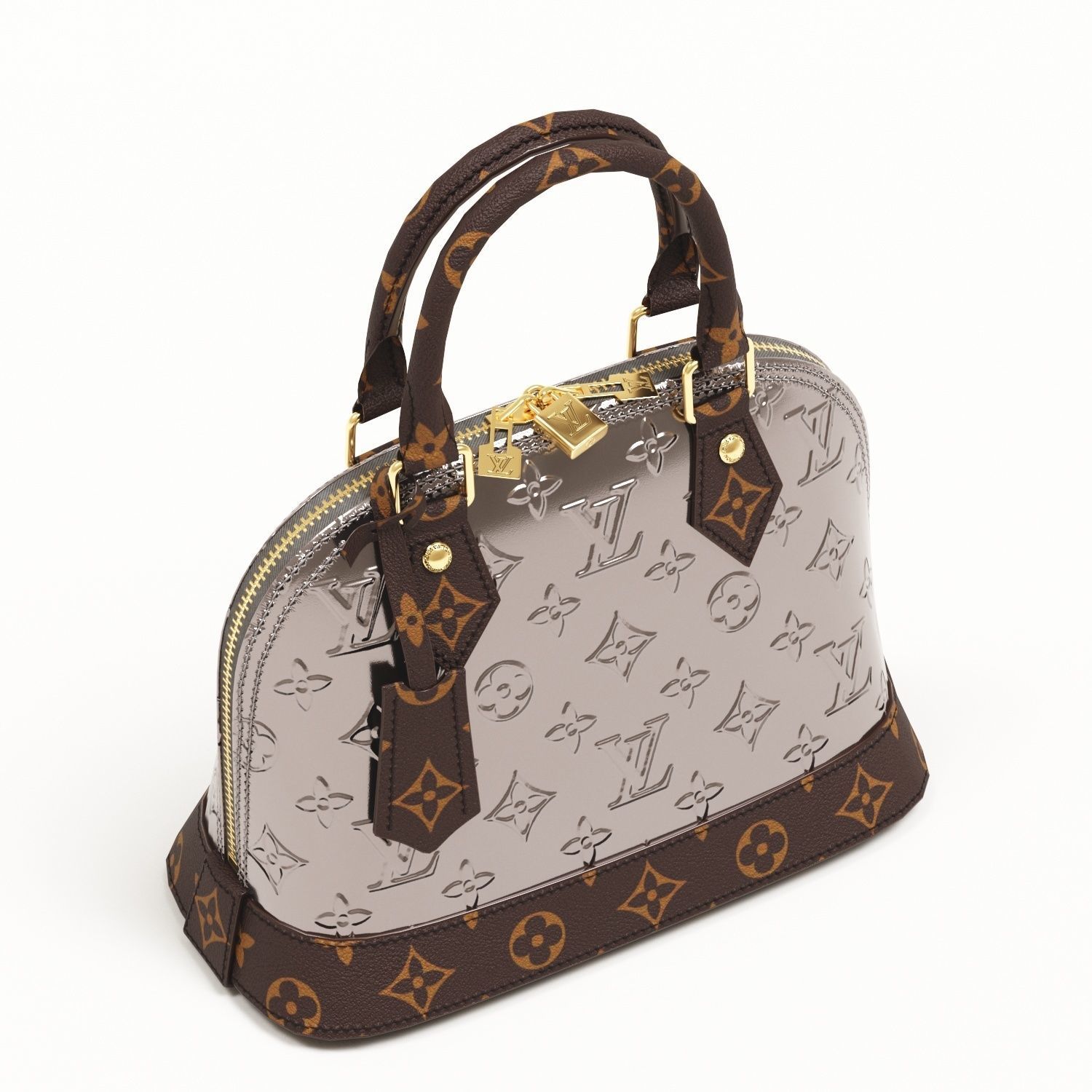 Louis Vuitton Alma BB Metallic Leather Top Handle Bag Low-poly 3D model_11