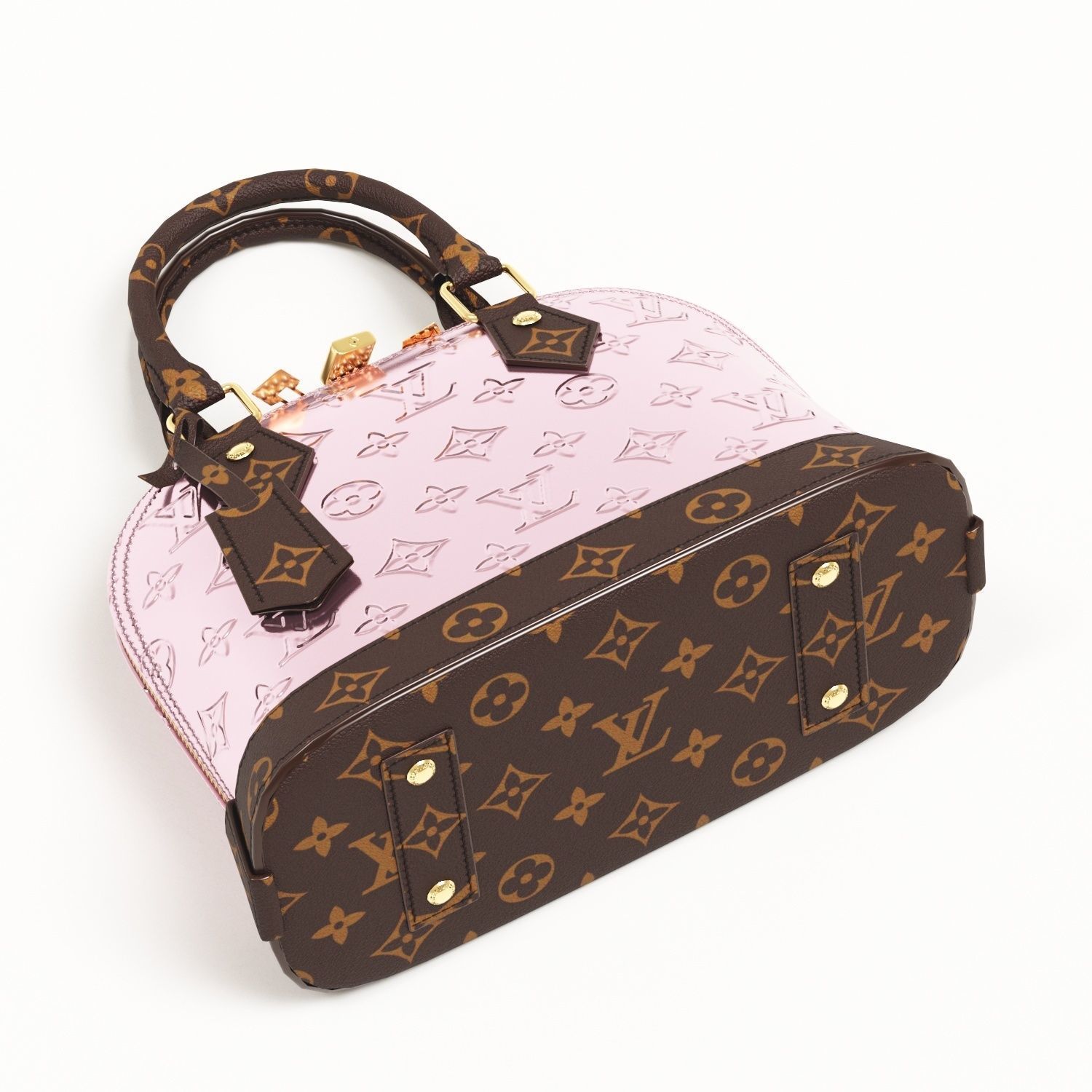 Louis Vuitton Alma BB Metallic Leather Top Handle Bag Low-poly 3D model_7