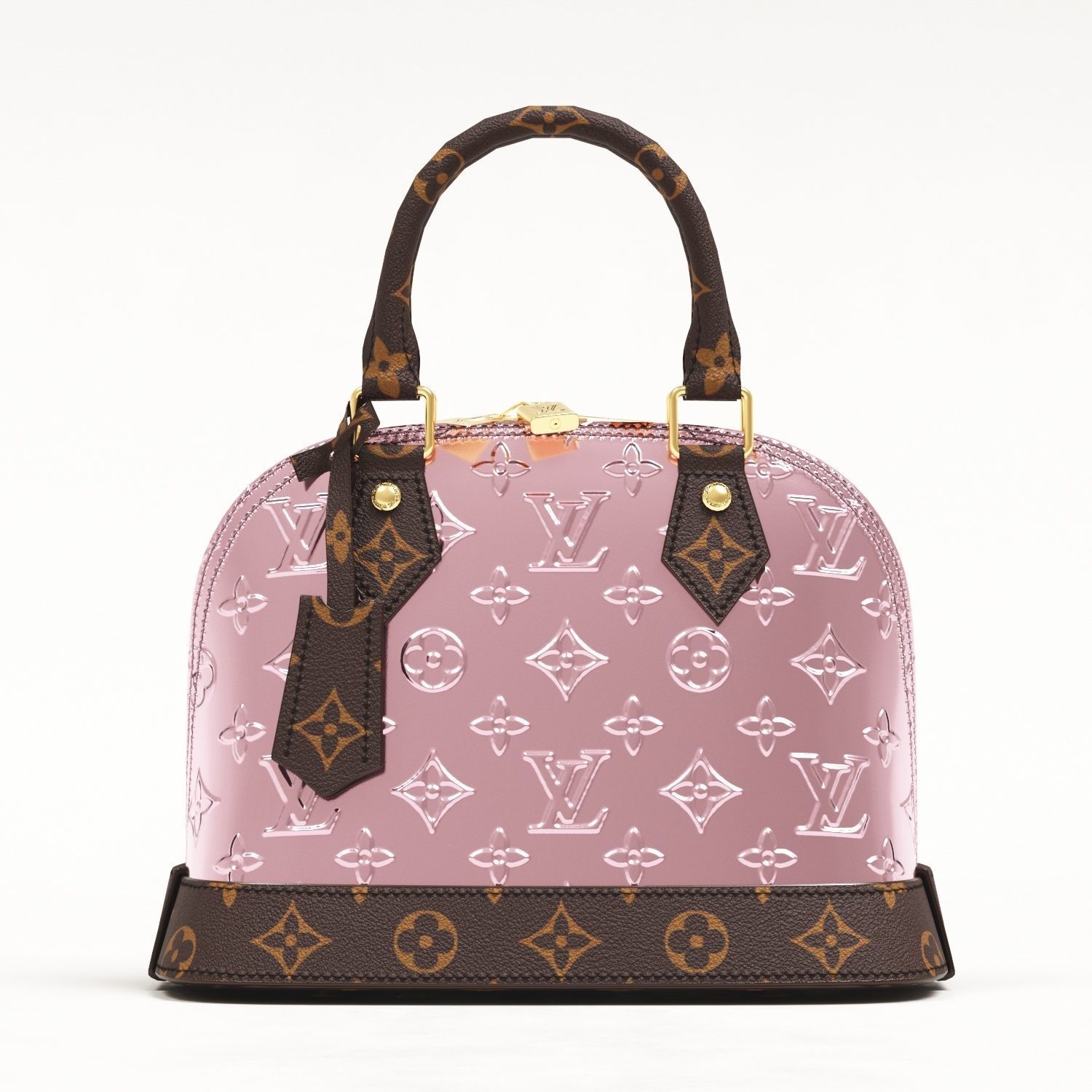 Louis Vuitton Alma BB Metallic Leather Top Handle Bag Low-poly 3D model_3