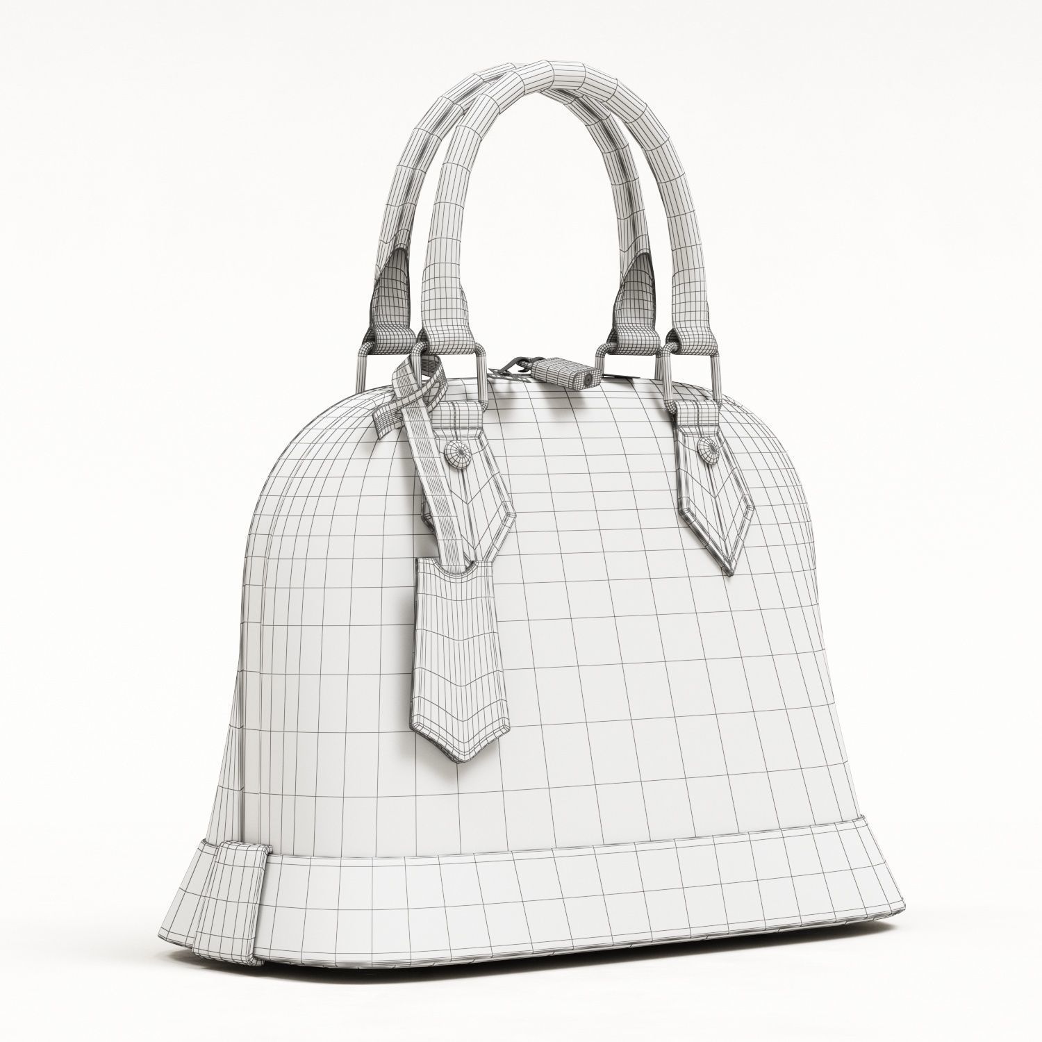 Louis Vuitton Alma BB Metallic Leather Top Handle Bag Low-poly 3D model_14