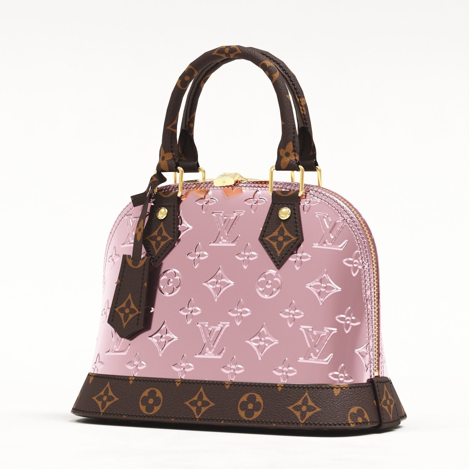 Louis Vuitton Alma BB Metallic Leather Top Handle Bag Low-poly 3D model_4