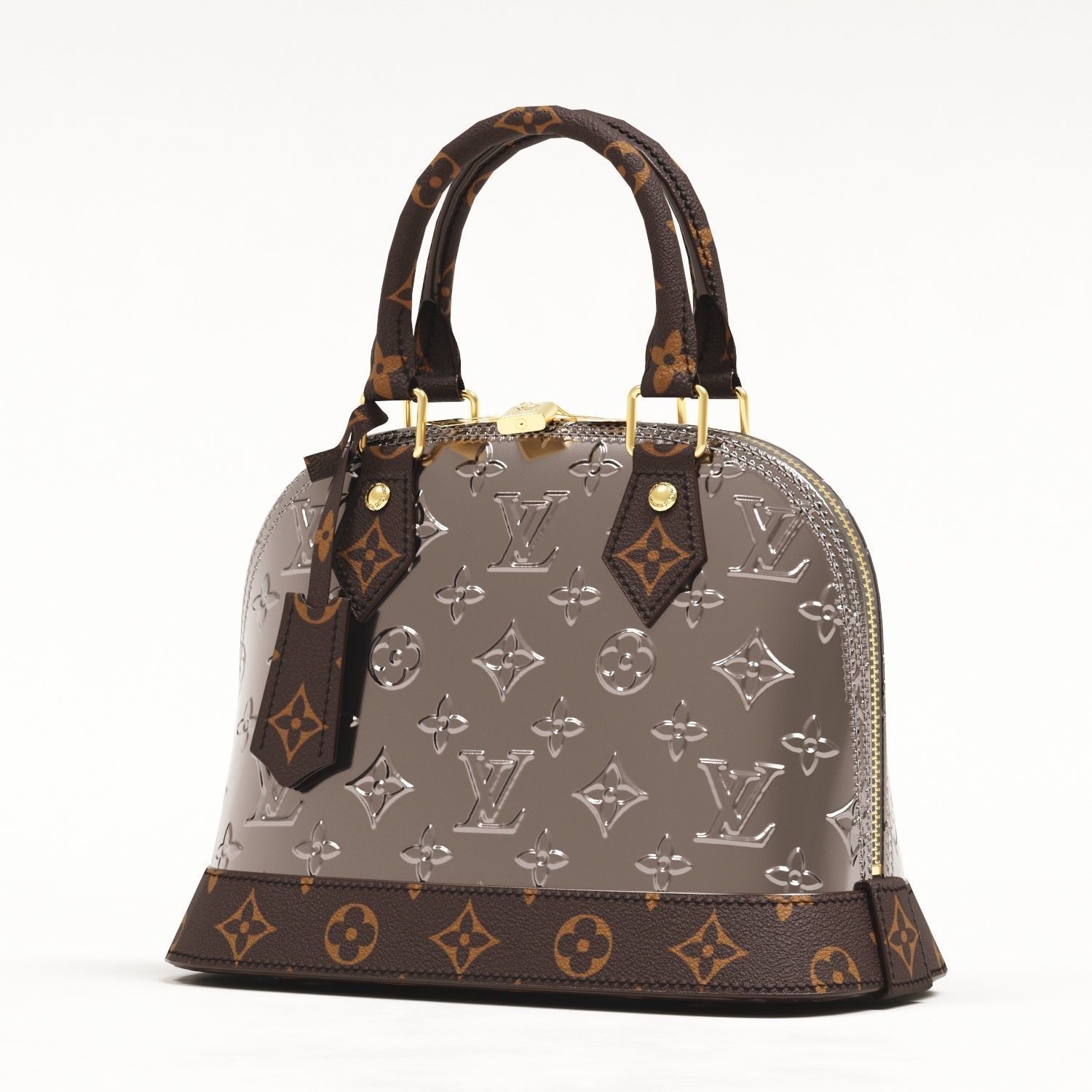 Louis Vuitton Alma BB Metallic Leather Top Handle Bag Low-poly 3D model_10