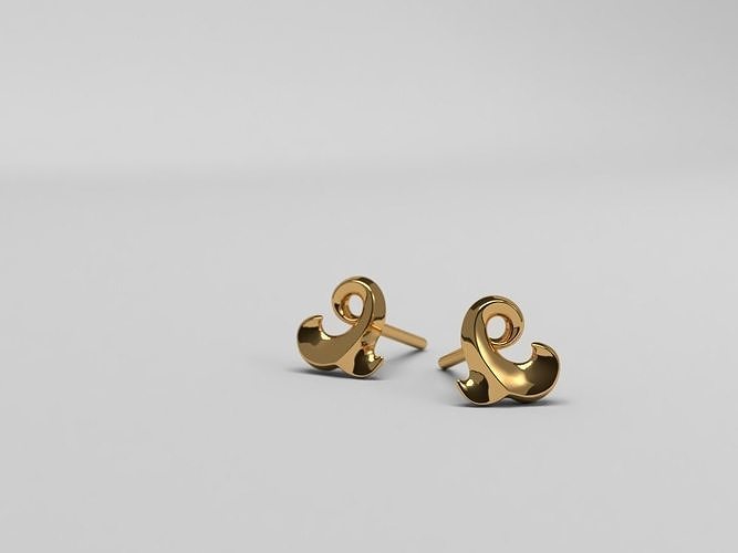 Thin baroque pattern earrings 3D print model