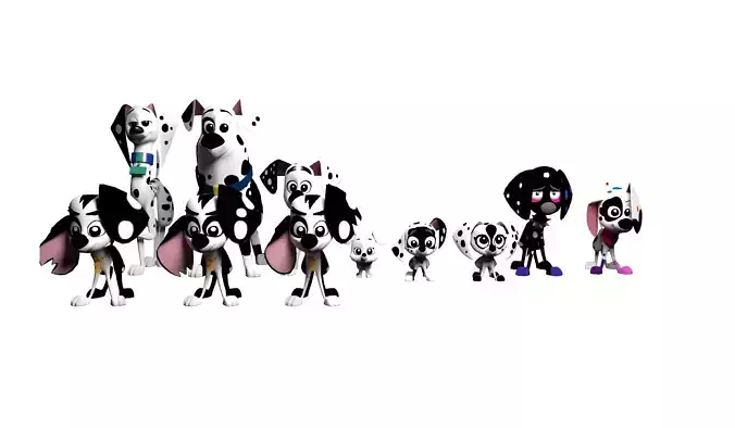 Dalmatian Street Dogs Low-poly 3D model