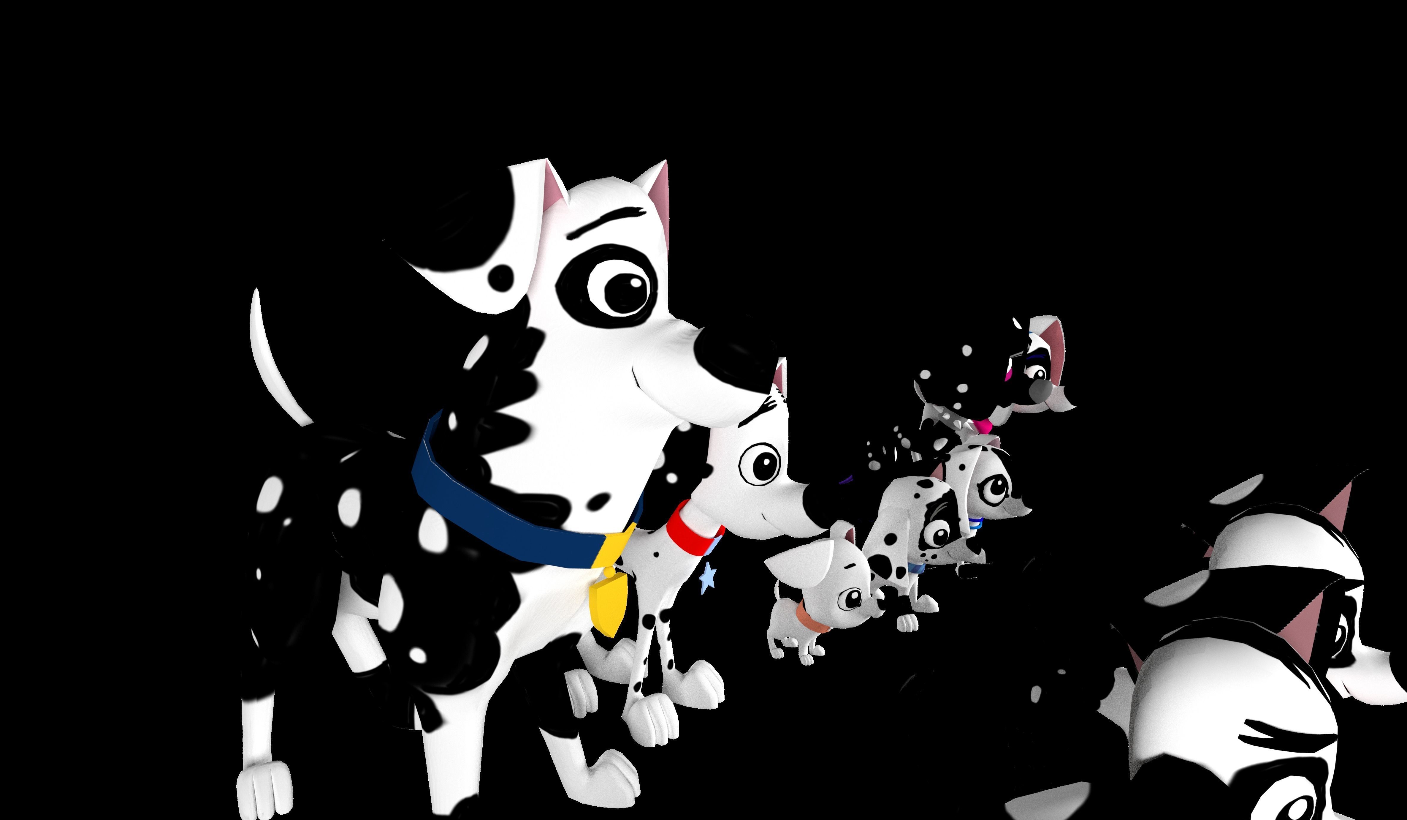 Dalmatian Street Dogs Low-poly 3D model_6