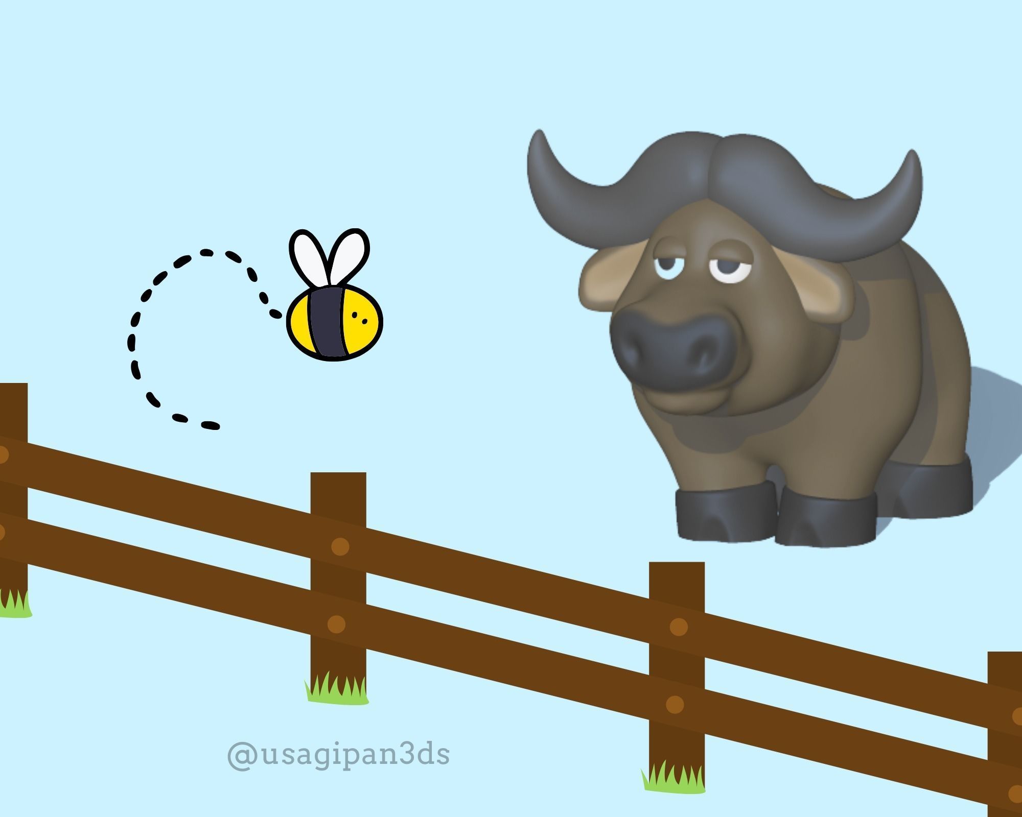 A cute Buffalo to decorate and play 3D print model_11