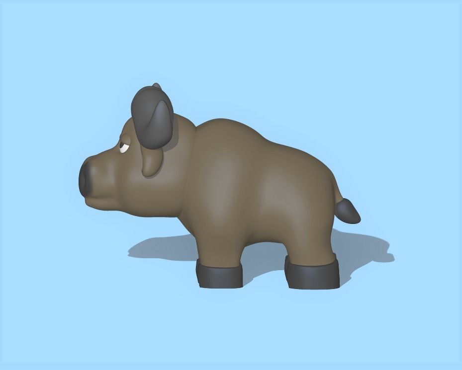 A cute Buffalo to decorate and play 3D print model_2