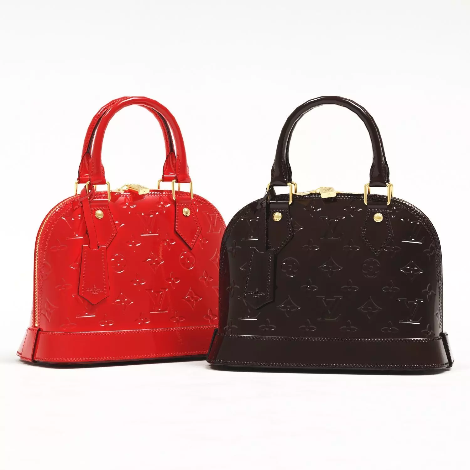 Louis Vuitton Alma BB Monogram Embossed Vernis Top Handle Bag Low-poly 3D model_0