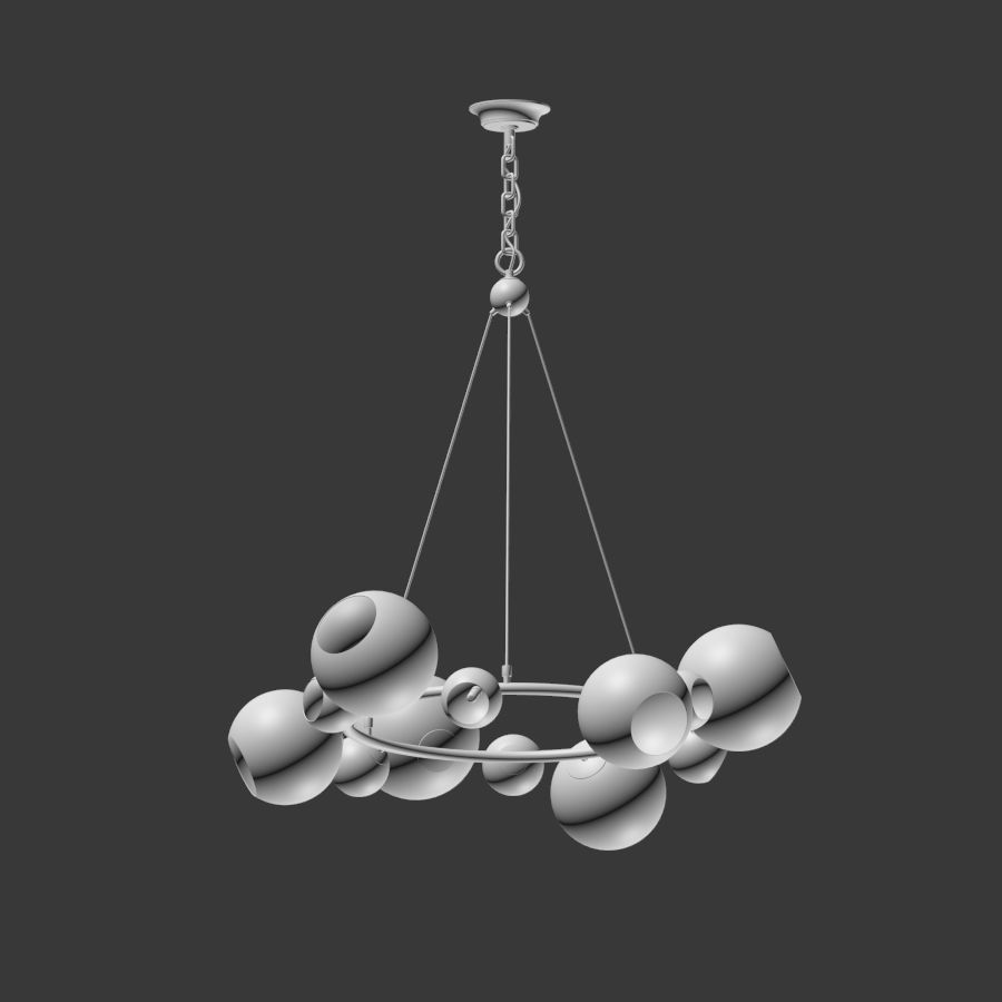 Bubbles 9 light chandelier 3D model_2
