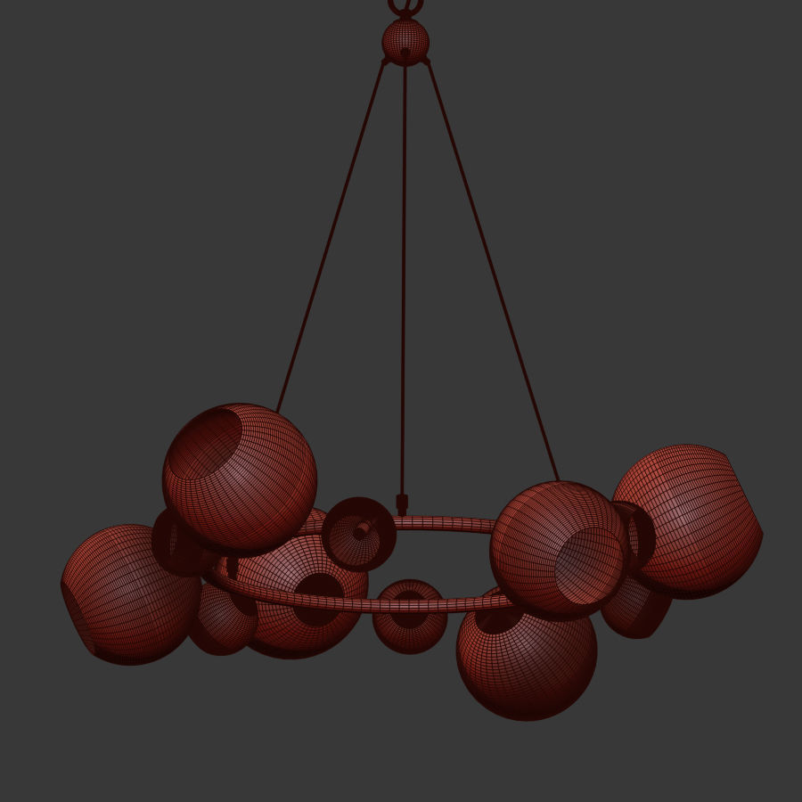 Bubbles 9 light chandelier 3D model_4