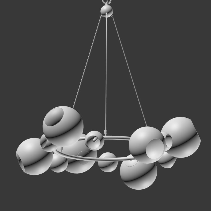 Bubbles 9 light chandelier 3D model_3