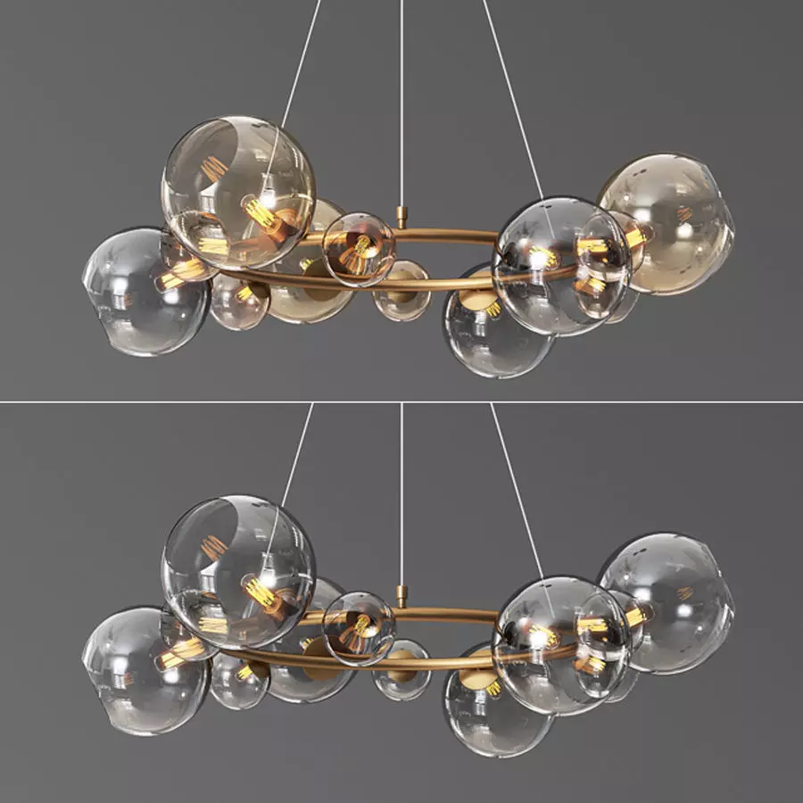 Bubbles 9 light chandelier 3D model_0