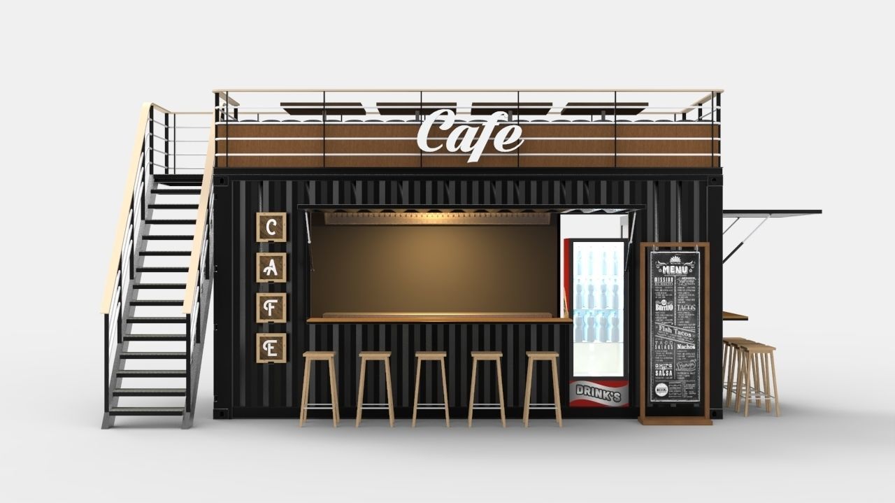 Container Cafe Design 3D model_2