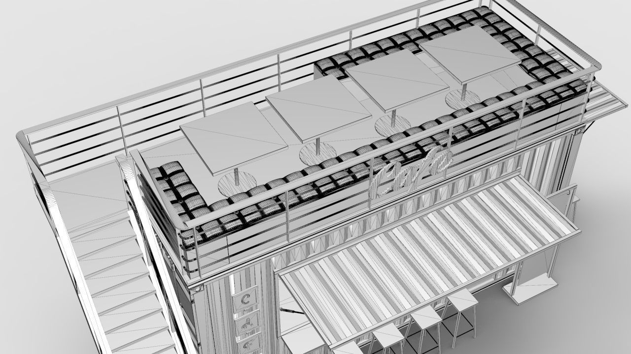 Container Cafe Design 3D model_9