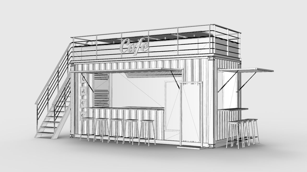 Container Cafe Design 3D model_6