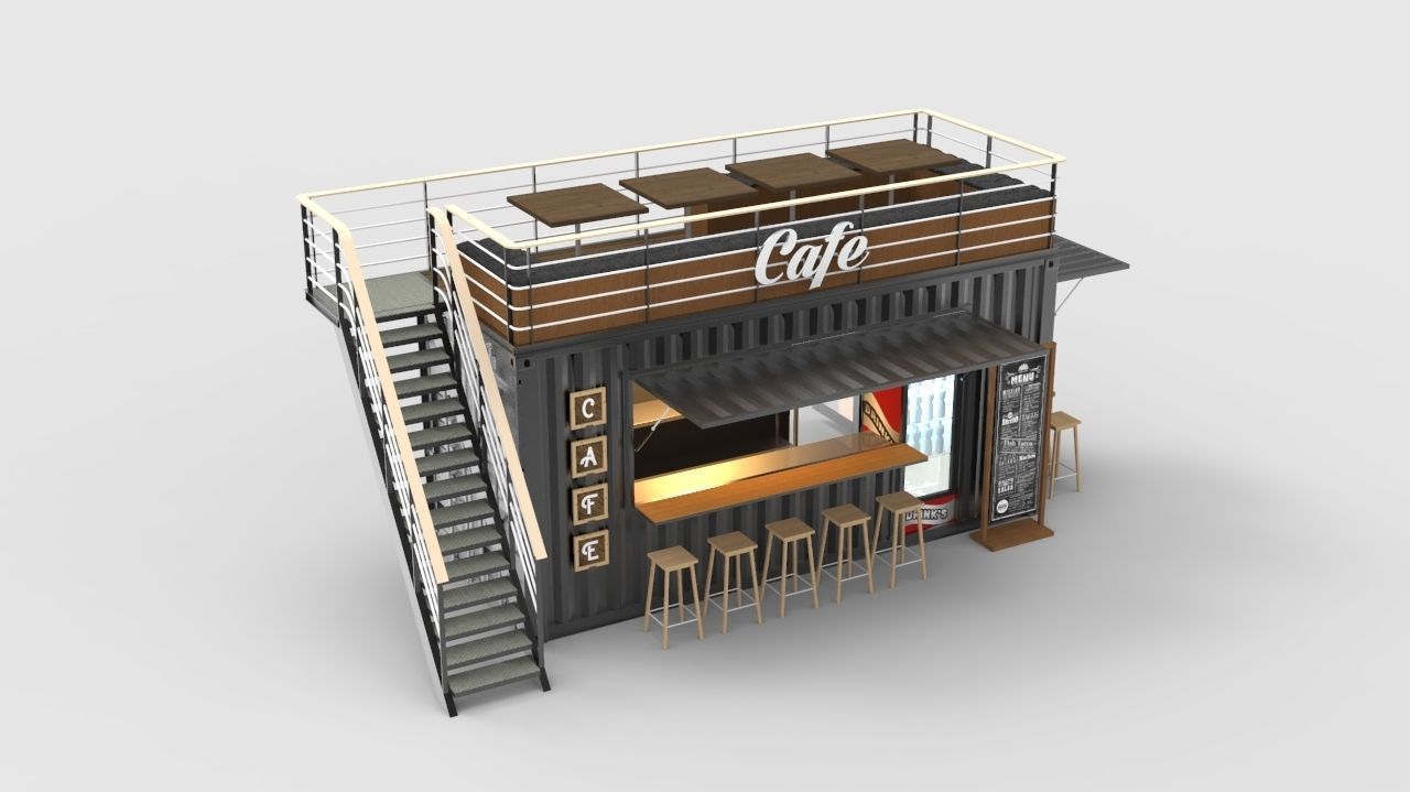 Container Cafe Design 3D model_3