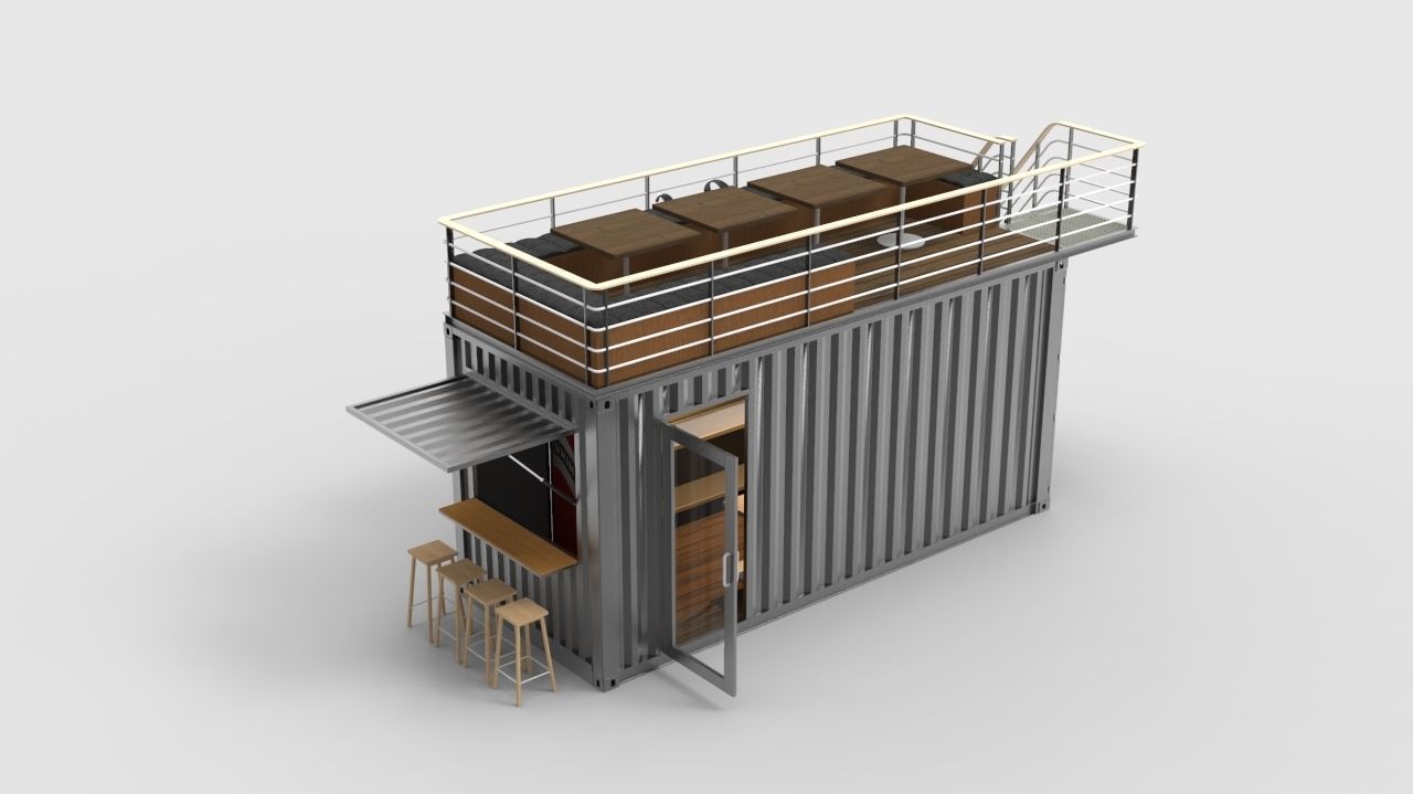Container Cafe Design 3D model_4