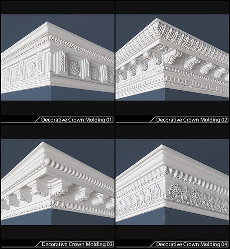 Crown molding collection for archviz 3D model