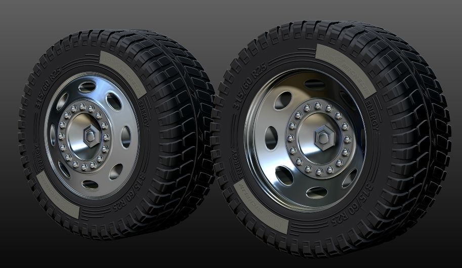 truck rim tires STL file two versions Goodyear and Michelin 3D print model_5