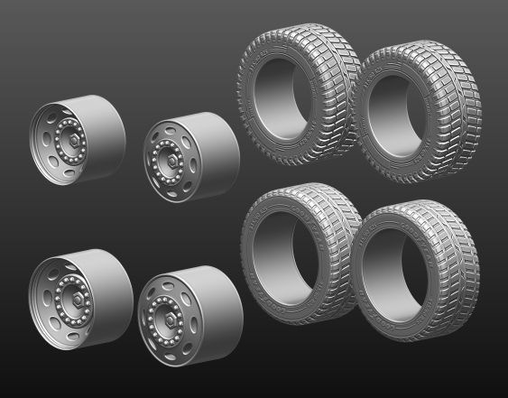 truck rim tires STL file two versions Goodyear and Michelin 3D print model_10