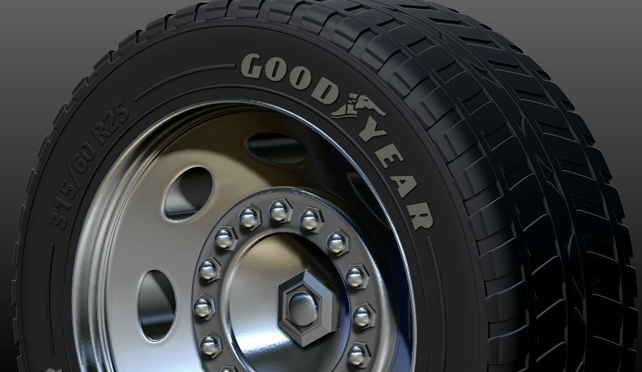 truck rim tires STL file two versions Goodyear and Michelin 3D print model_2