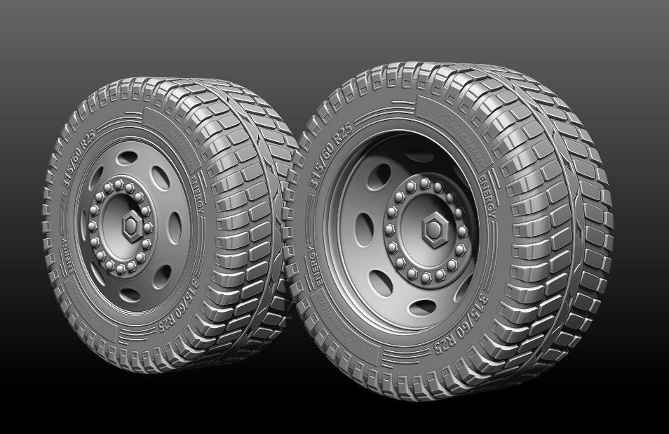 truck rim tires STL file two versions Goodyear and Michelin 3D print model_9