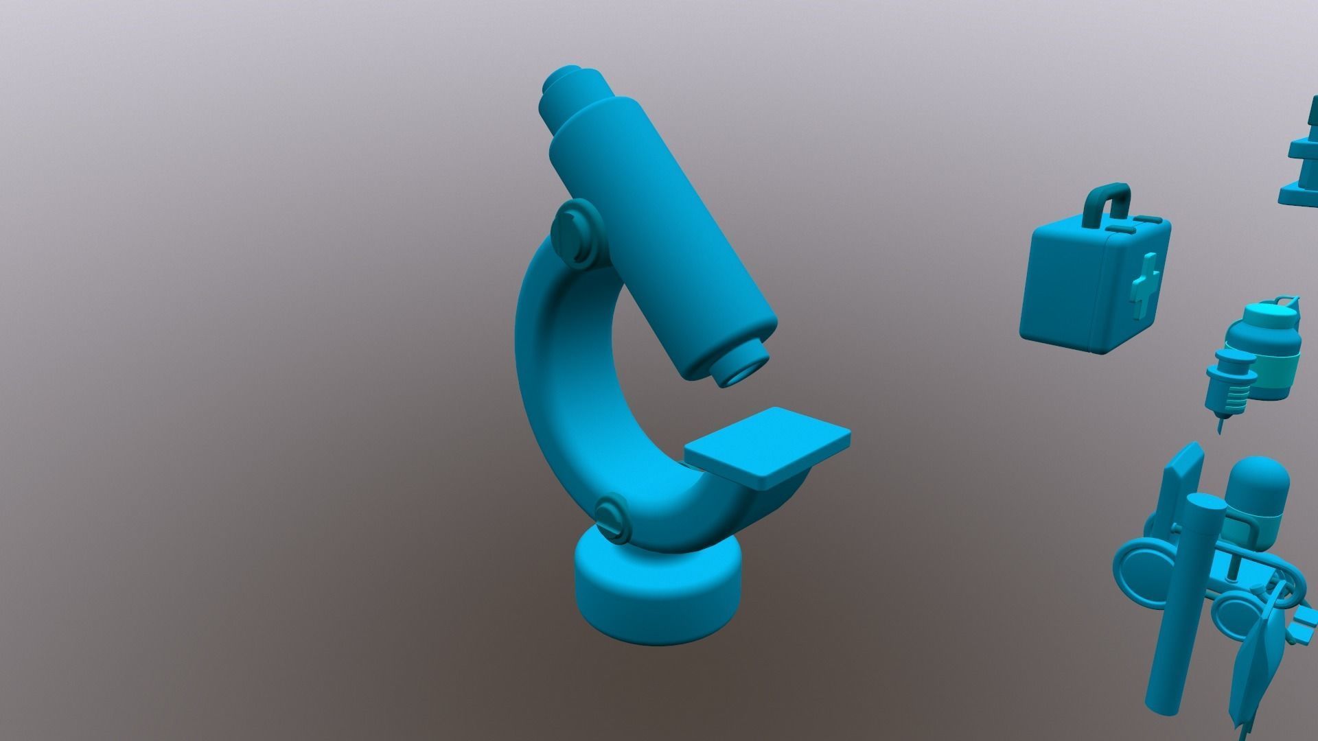 9 Hospital Icons 3D model_4