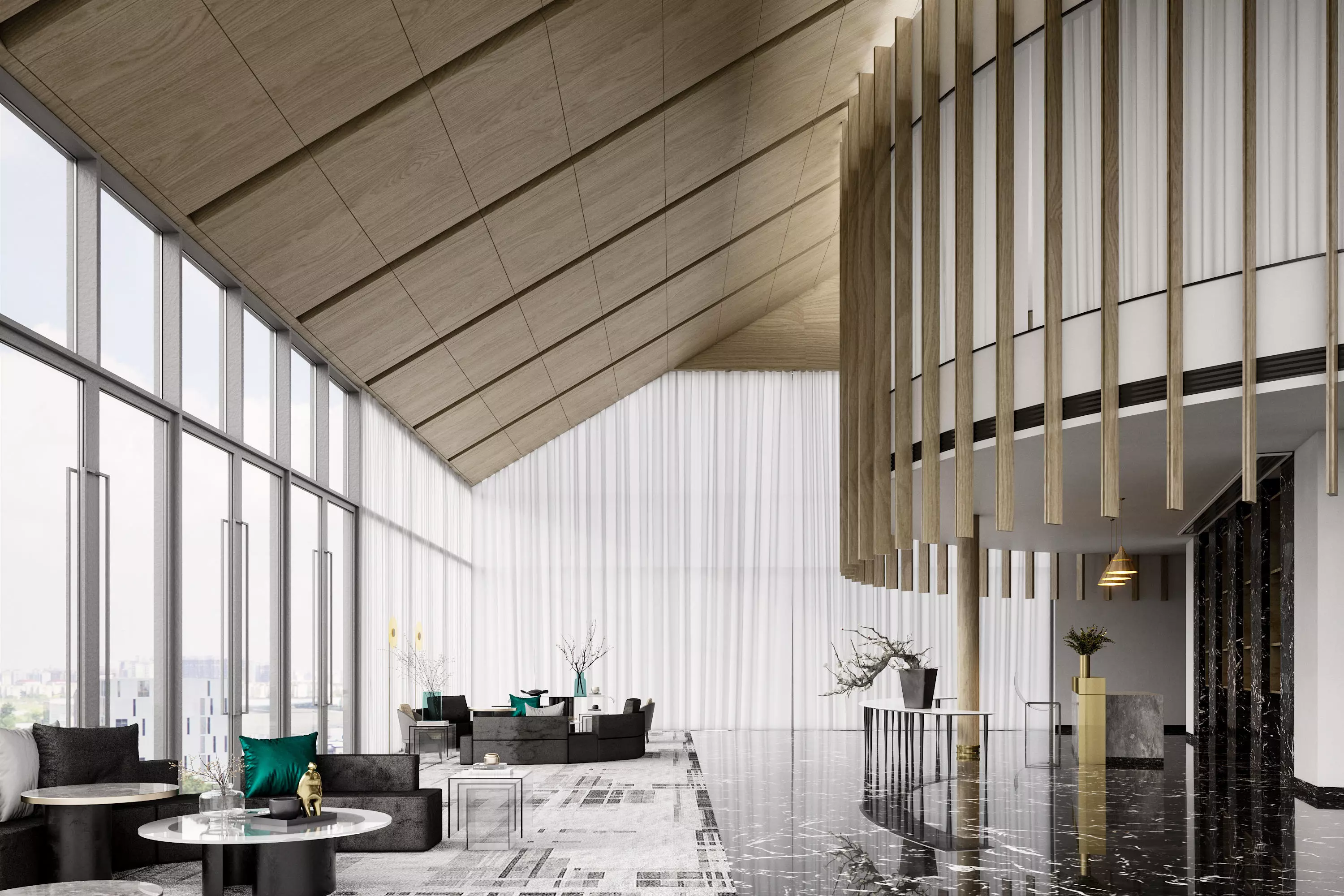 Lobby of modern hotel 3D model_0